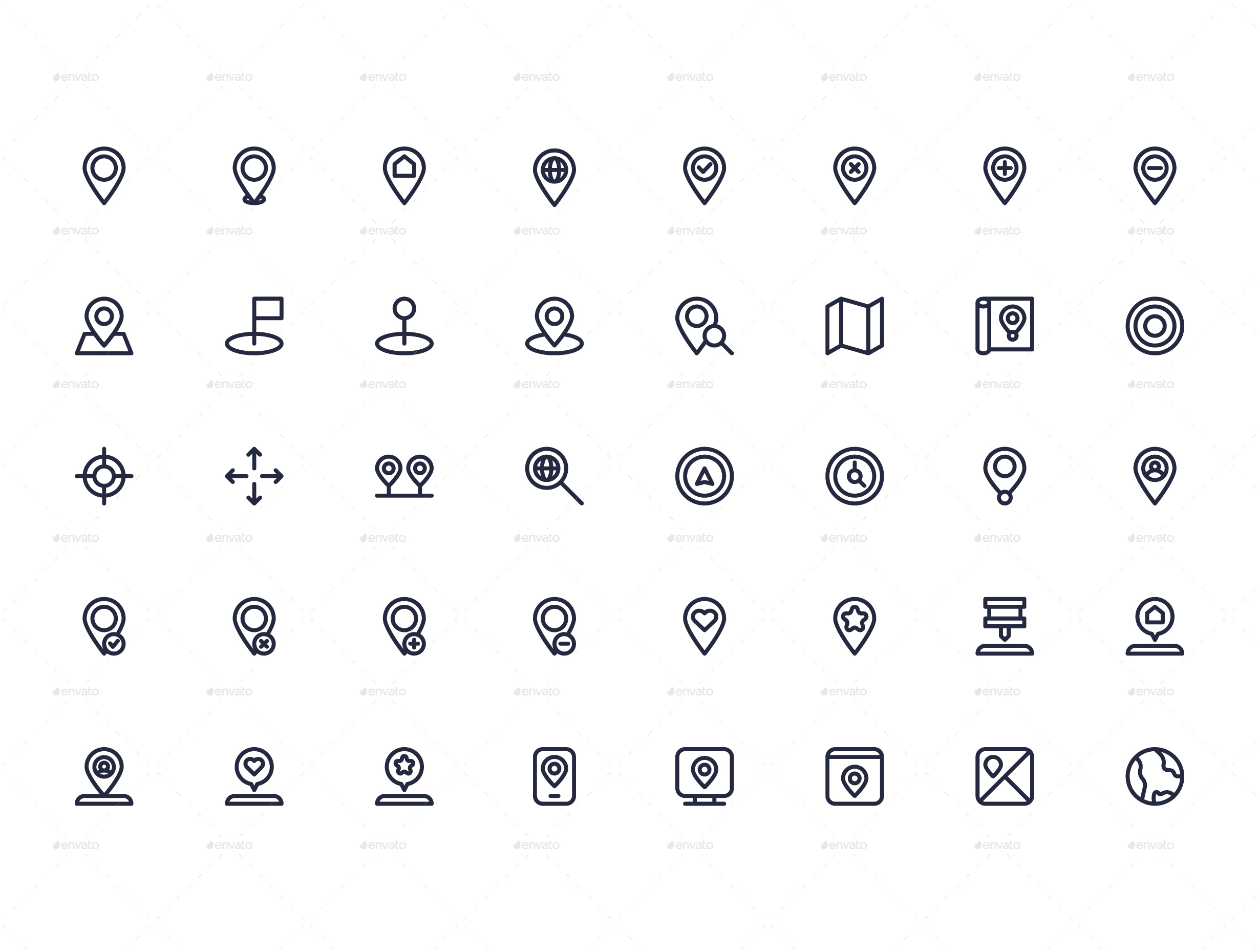 Map and location icon pack, Icons GraphicRiver